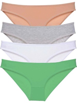 Royaleks 4 Adet Süper Eko Set Likralı Kadın Slip Külot Ten Gri Beyaz Yeşil