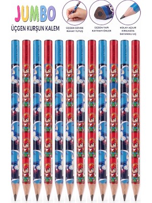 Artlantis Sonic Jumbo Kurşun Kalem 12 Adet Fatih Üçgen Başlangıç Kalemi Siyah Ilk Kalemim Jumbo Kalın Kalem Kolay Tutuş