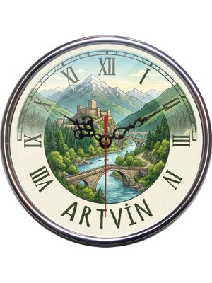 Bsb Artvin Temalı Duvar Saati 16CM A1515