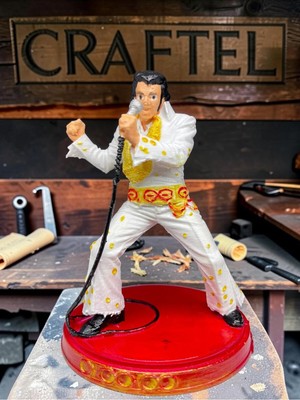 Craftel Elvis Presley Rock'n Roll Kralı Sahnede 3D Figür El Boyaması 12 cm