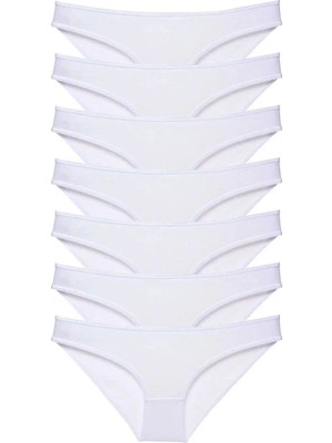Royaleks 7 Adet Süper Eko Set Likralı Kadın Slip Külot Beyaz