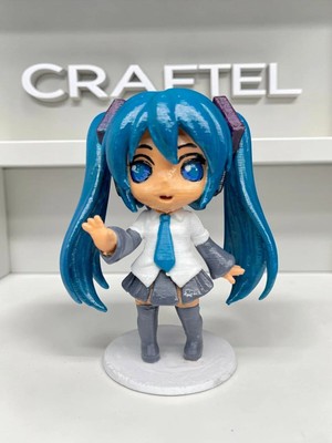 Craftel Hatsune Miku Anime Chibi Figür 3D Figür El Boyaması 10 cm