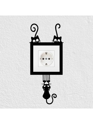 To Design Lab Kedi Temalı Dekoratif Priz Süsü (8,5x8,5 cm Priz Çerçevesiyle Uyumludur)