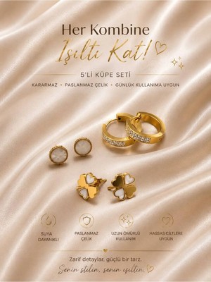 Stainless Steel Lunavera Şans 3'lü Paslanmaz Çelik Kadın Küpe