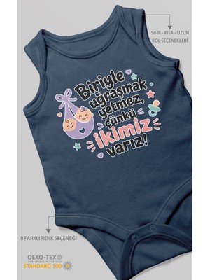Morivo Kids Biriyle Uğraşmak Yetmez, Yazılı Sıfır Kollu Bebek Body %100 Pamuk