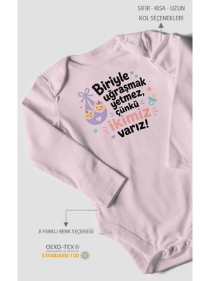 Morivo Kids Biriyle Uğraşmak Yetmez, Yazılı Uzun Kollu Bebek Body %100 Pamuk