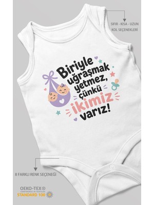 Morivo Kids Biriyle Uğraşmak Yetmez, Yazılı Sıfır Kollu Bebek Body %100 Pamuk
