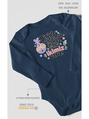 Morivo Kids Biriyle Uğraşmak Yetmez, Yazılı Uzun Kollu Bebek Body %100 Pamuk