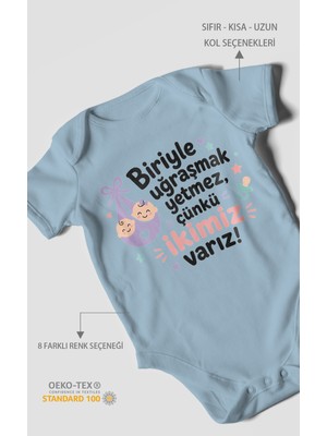 Morivo Kids Biriyle Uğraşmak Yetmez, Yazılı Kısa Kollu Bebek Body %100 Pamuk