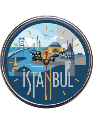 Bsb Istanbul Temalı Duvar Saati 16CM A1530