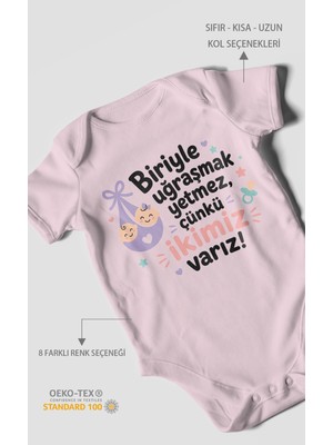 Morivo Kids Biriyle Uğraşmak Yetmez, Yazılı Kısa Kollu Bebek Body %100 Pamuk