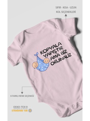Morivo Kids Kopyala Yapıştır, Ama Yazılı Kısa Kollu Bebek Body %100 Pamuk