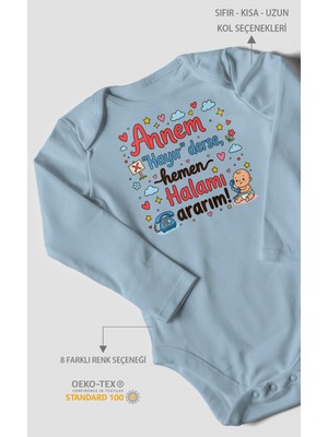 Morivo Kids Annem Hayır Derse Hemen Halamı Ararım Uzun Kollu Çıtçıtlı Bebek Body