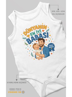 Morivo Kids Dünyanın En Iyi Babası Sıfır Kollu Bebek Zıbını %100 Pamuk