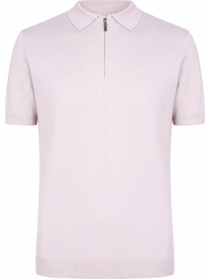 Trender Düz Yarım Fermuarlı Taş Erkek Polo Yaka T-Shirt 16357-15965