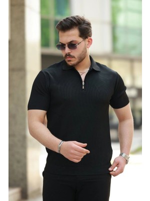 Beruflic Erkek Fermuarlı Yakalı Kısa Kollu Tshirt