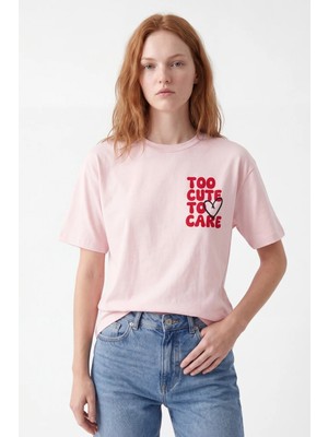 Hakke Too Cute To Care Baskılı Oversize T-Shırt