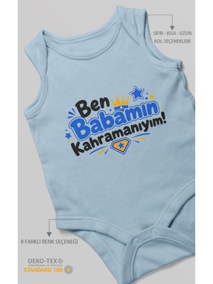 Morivo Kids Ben Babamın Kahramanıyım Sıfır Kollu Bebek Zıbını %100 Pamuk