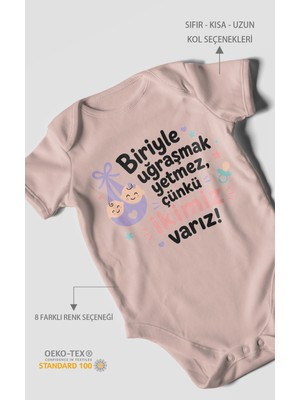 Morivo Kids Biriyle Uğraşmak Yetmez, Yazılı Kısa Kollu Bebek Body %100 Pamuk