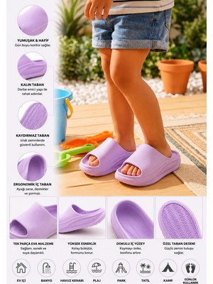 Sport Premium Unisex Çocuk Ortopedik Eva Terlik – Ultra Hafif Kalın Taban Kaymaz Esnek Ergonomik Ev Banyo Havuz Plaj Park Tatil Günlük Yazlık Çocuk Terliği