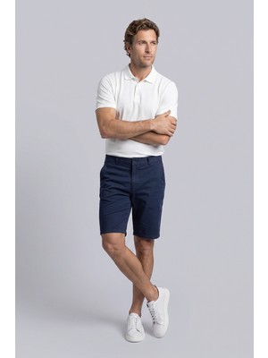 Kiğılı Regular Fit Standart Kesim Çizgili Beli Lastikli Cepli Bermuda Şort