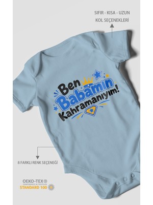 Morivo Kids Ben Babamın Kahramanıyım Kısa Kollu Bebek Body %100 Pamuk