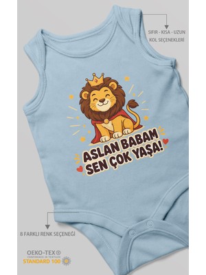 Morivo Kids Aslan Babam Sen Çok Yaşa! Sıfır Kollu Bebek Zıbını %100 Pamuk