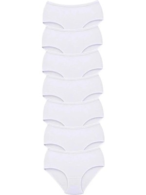 Shop58 7 Adet Tutku Kadın Yüksek Bel Bato Kalın Lastik Külot Beyaz