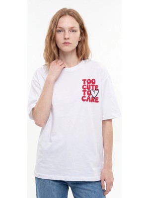 Hakke Too Cute To Care Baskılı Oversize T-Shırt