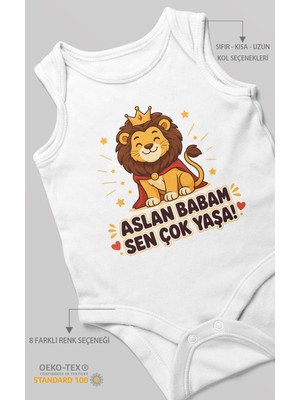 Morivo Kids Aslan Babam Sen Çok Yaşa! Sıfır Kollu Bebek Zıbını %100 Pamuk