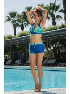 Ruko Kadın Straplez Şortlu Mavi Bikini Takımı C0T4N162