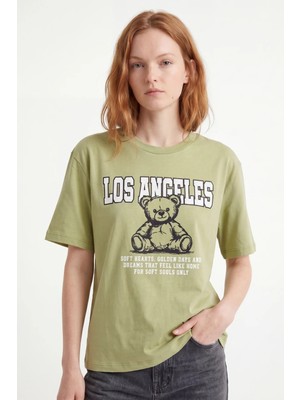 Hakke Los Angeles Teddy Baskılı Oversize T-Shırt
