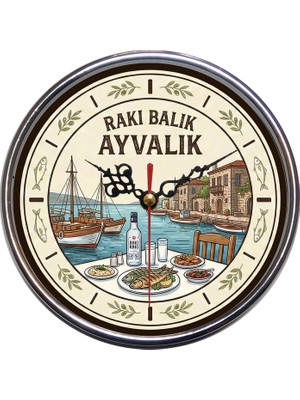 Bsb Ayvalık Temalı Duvar Saati 16CM B1009+A7