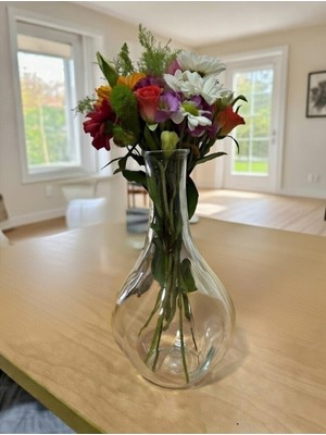 Empressco Şık Dekoratif Cam Vazo 17 Cm, Ev ve Ofis Için Zarif Süsleme Parçası