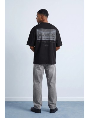 Respire Erkek Da Vinci The Last Supper Baskılı Oversize T-Shirt Siyah