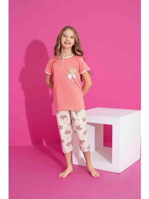 Gültekin Bebe Tarık 2-6 Yaş Kız Çocuk Kapri Pijama Takımı 2983185 - Nar Çiçeği