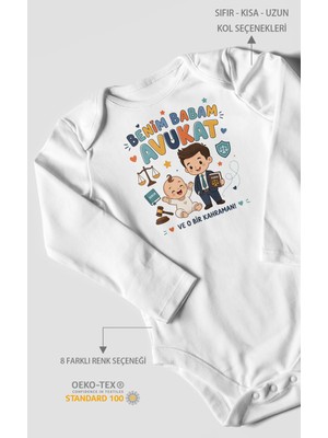 Morivo Kids Benim Babam Avukat Uzun Kollu Bebek Body %100 Pamuk