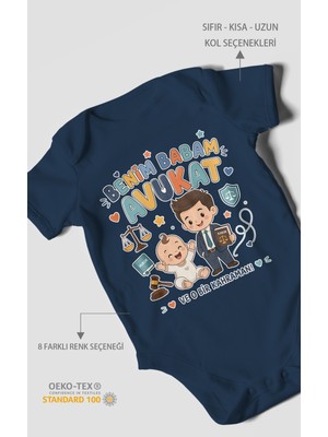 Morivo Kids Benim Babam Avukat Kısa Kollu Bebek Body %100 Pamuk