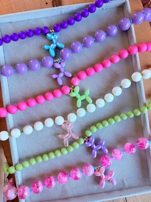 Marka Balon Köpek Figürlü Renkli Kadın Kolye  Pembe