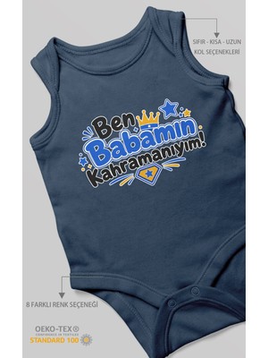 Morivo Kids Ben Babamın Kahramanıyım Sıfır Kollu Bebek Zıbını %100 Pamuk