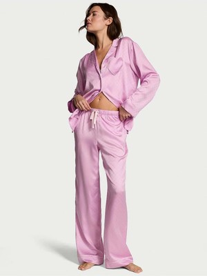 Victoria's Secret Glazed Saten Kalpli Uzun Pijama Takımı