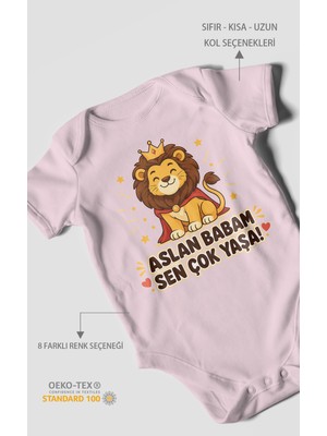 Morivo Kids Aslan Babam Sen Çok Yaşa! Kısa Kollu Bebek Body %100 Pamuk