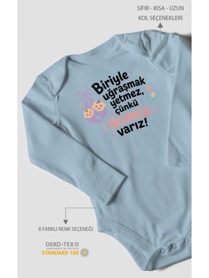 Morivo Kids Biriyle Uğraşmak Yetmez, Yazılı Uzun Kollu Bebek Body %100 Pamuk
