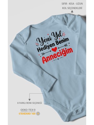 Morivo Kids Yeni Yıl Hediyen Benim Anneciğim Uzun Kollu Çıtçıtlı Bebek Body