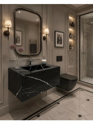 Akay Dizayn Porselen Banyo Lavabosu - Siyah L08