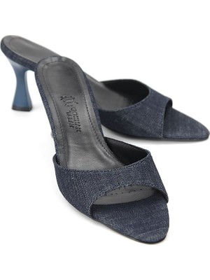 Gökhan Talay Marella Lacivert Koyu Kot Kısa Topuklu(4-6 Cm) Topuklu Terlik