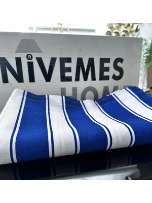 Nivemes Home Nivemeshome Branda Mavi - Beyaz Balkon Perdesi