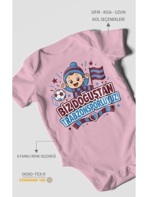 Morivo Kids Biz Doğuştan Trabzonsporluyum Kısa Kollu Bebek Body %100 Pamuk