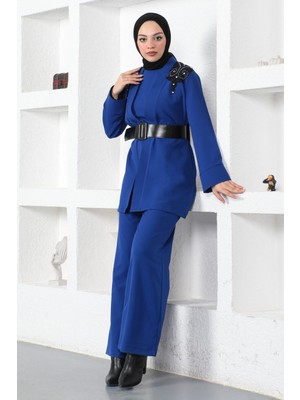 Missvalle Dantel Detaylı Tulum Takım Indigo 19003