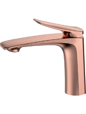 Acar Roza Bronz Serisi Lavabo Bataryası - Modern Rose Gold Lüks Banyo Armatürü (Aç Kapa)